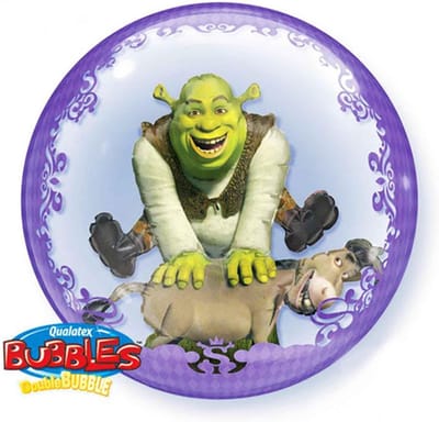 Qualatex Shrek & Donkey Double Bubble Ballon 61 cm (24") – Rekbare Plastic Ballon met Hoge Duurzaamheid.