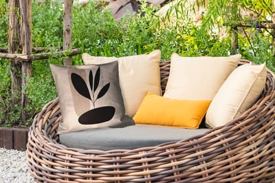 Tuinkussen - Plant - Beige - Japandi - 40x40 cm - Weerbestendig