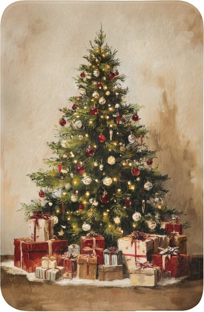 WC mat 40x60 cm - Antislip - Kerstboom - Versierd - Kleurrijk - Toiletmat - Vloermat - Douchemat - Toilet tapijt - Toiletmatten