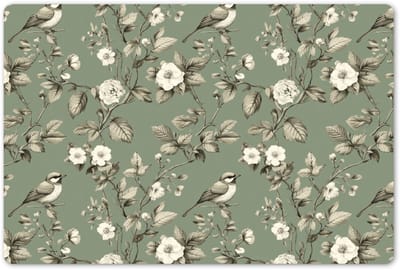 Placemats 45x30 cm - Placemat kunststof - 1 stuk - Botanisch - Vogels - Groen - Borden onderleggers - Decoratie voor op tafel - Keuken tafeldecoratie accessoires - Vinyl onderlegger - Tafelversiering