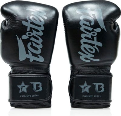 Fairtex X Booster Bokshandschoenen - FXB BG V2 - Echt leer - Zwart/Grijs 12 oz