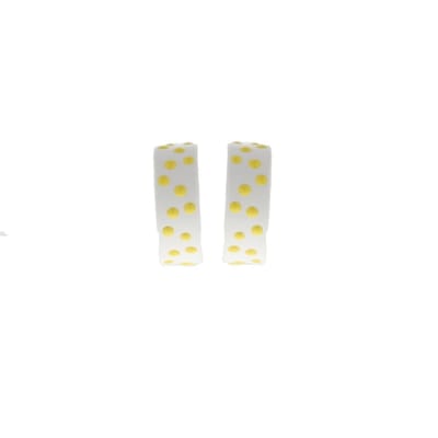 Behave - Oorbellen - Oorringen retro look met stipjes - geel accent