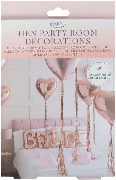 Ginger Ray - Ginger Ray - Rose Gold Bride and Heart Balloons Room Decoration Kit