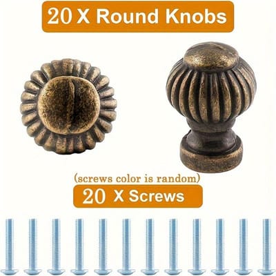 10/20 stuks Mini Vintage Lantaarn Knopjes Diameter 0,55 Inch Mini Knopjes voor Sieradendozen Antiek Brons Kastknop Trekkers met Montageschroeven 20pcs-With screws