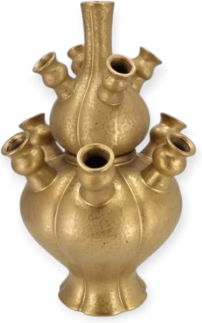 Daan Kromhout - Vaas - Rotterdam - Tulpenvaas - Bloemenvaas - Keramiek - Goud - 25x25x36cm