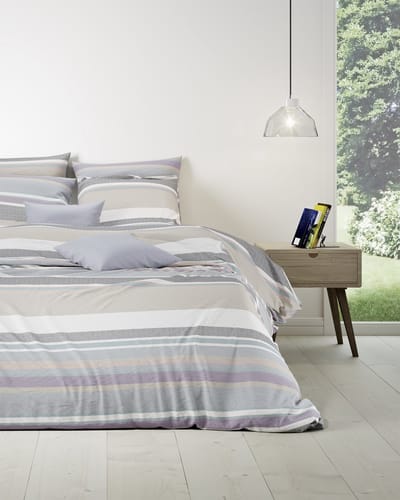 Mistral Home - DEKBEDOVERTREK - katoen renforcé - 140 x 200 cm + 65 x 65 cm - eenpersoons - strepen - beige