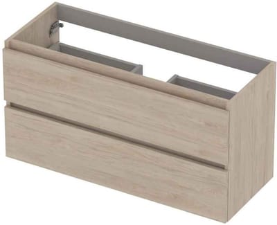 INK - Onderkast 2 Laden Greeploos met Houten Keerlijst - 1000x400x520 Mm - Ivoor Eiken