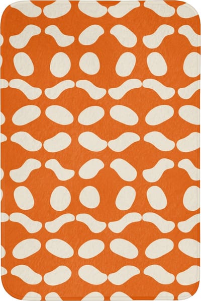 Badmat 60x90 cm - Antislip - Oranje - Organische vormen - Wit - Badmatten voor badkamer - Badkamermat - Douchemat - Badkamer mat