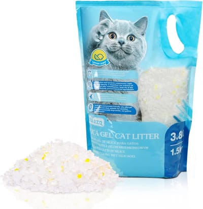 Kattenbakvulling Kristal - Silica Gel - Geurcontrole Huisdier - Stofvrij en Klontvrij - 3.8 Liter - Transparant