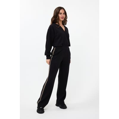 EsQualo Trousers Lurex Tape Modal Black Maat: S | Joggingbroeken Outlet | Dames | Zwart