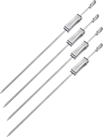 Westmark BBQ-spiesjes 42cm – ideaal voor het bereiden van shashlik of andere BBQ-spiesjes, incl. schuifregelaar – roestvrij staal, 4 stuks