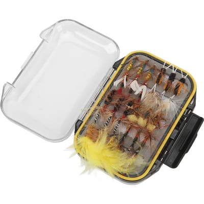60 PIÈCES Leurre Pêche à la Mouche Coloré Simulation Insecte Appât Kit de Matériel avec Boîte Transparente gray