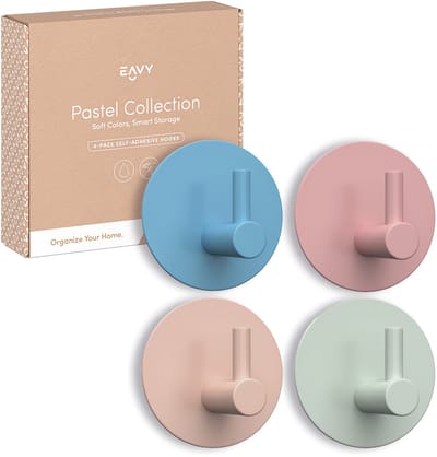 EAVY - Kinderkapstok haakjes - Zelfklevende handdoekhaakjes - Kapstok Kind - Pastel - Rond - RVS - 4 stuks