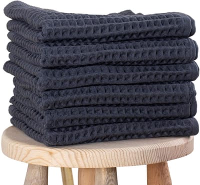 Set van 6 Wafel Keukendoeken - 100% Turkisch Biologisch Katoen, Ultra Zacht en Sneldrogend