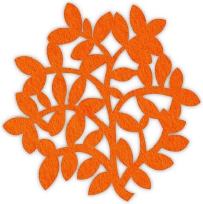 Takjes en bladeren vilt onderzetter - Oranje - 6 stuks - ø 10 cm - Tafeldecoratie - Glas onderzetter - Cadeau - Woondecoratie - Woonkamer - Tafelbescherming - Onderzetters Voor Glazen - Keukenbenodigdheden - Woonaccessoires - Tafelaccessoires