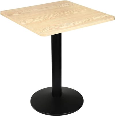 Eettafel vierkant - Design keukentafel - Gezellig dineren - Stabiele stalen voet - 60 x 60 x 75 cm - Lichtbruin