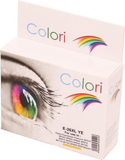Colori huismerk inkt cartridge geschikt voor Epson 26XL Geel Expression Premium XP510 XP520 XP600 XP605 XP610 XP615 XP620 XP625 XP710 XP720 XP810 XP820