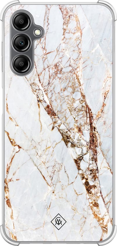 Casimoda® hoesje - Geschikt voor Samsung Galaxy A14 5G - Marmer Goud - Shockproof case - Extra sterk - TPU/polycarbonaat - Goudkleurig, Transparant
