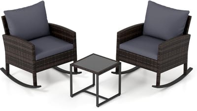 Balkonset 2 personen - Tuinset - Bistroset - Bruin - Weerbestendig - 3 delig - Tuintafel en 2 stoelen - 2 personen - Staal