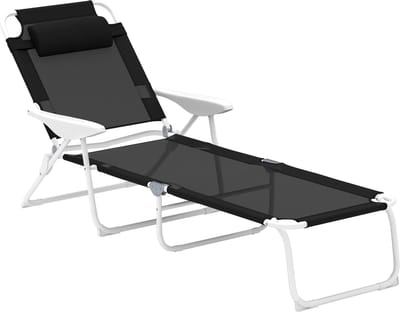 Ligbed - Tuin - Zonnebed - Ligstoel - Loungebed - Weerbestendig - Verstelbaar - Buiten - Opklapbaar - Zwart