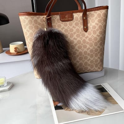 40cm Echte Vossenstaart Sleutelhanger Unisex Pompom Hanger Tas Charm Auto Sleutelhanger Schattige Pluizige Sleutelhangers voor Vrouwen Tas Accessoires Cadeaus black