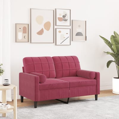 vidaXL - Tweezitsbank - met - sierkussens - 120 - cm - fluweel - wijnrood