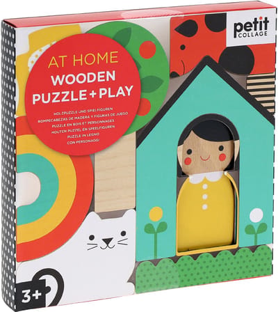 Petit Collage houten puzzel educatief spel - thuis - multicolor.