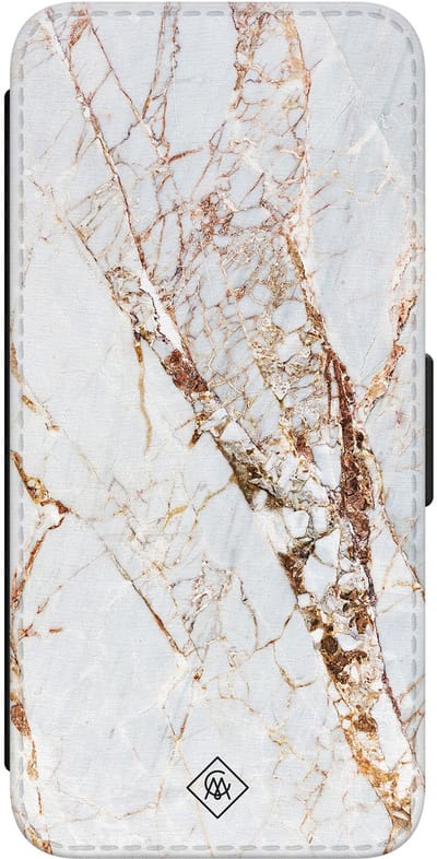 Casimoda® bookcase - Geschikt voor Samsung Galaxy S24 - Hoesje met pasjeshouder - Marmer Goud - Goudkleurig - Kunstleer