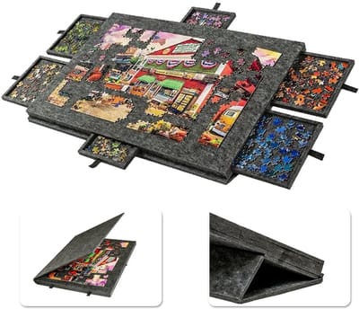 Dailygoods- Puzzelplank 1000 stukjes - Puzzelbord met 6 laden - Opvouwbaar - Vilten puzzelplaat - Lichtgewicht 2 kg - Met standaard - Puzzeltafel
