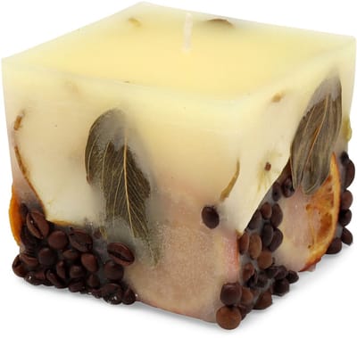Potpourri geurkaars VANILLE met een zachte noot van sinasappel en koffie - 9x9x9 cm handgemaakte geurkaars
