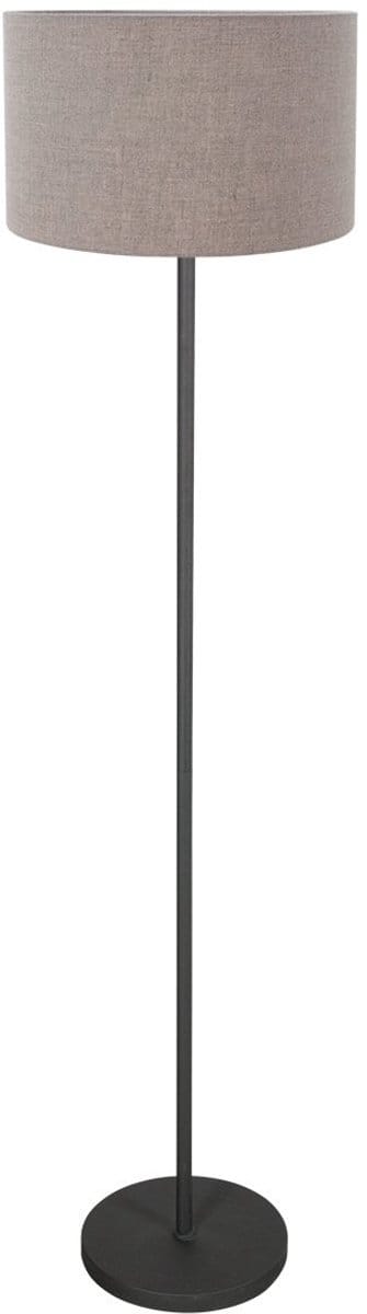 Vloerlamp Noor 4444ZW - Mat zwart met taupe linnen kap, metaal en textiel, 144 cm hoog - Mexlite