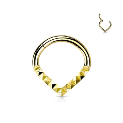 Piercing Pyramid Cuts Chevron v-shape clicker 1.2x8 - goud - LMPiercings