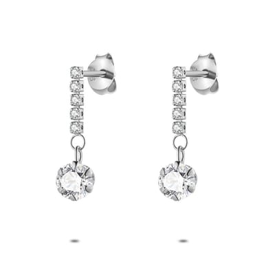 Twice As Nice Oorbellen in zilver, 1 hangend zirkonia 6 mm