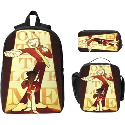 Spamton X Tenna Deltarune Kinderrugzak Lunchtrommel Etui voor Jongens Meisjes Kleuterrugzakken Schooltas Boekentas Set beige