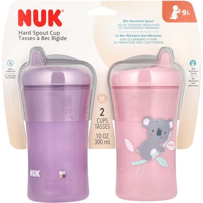 NUK, bekers met harde tuit, vanaf 9 maanden, roze en paars, 2, 100 ml (10 oz) elk