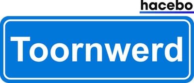Hacebo - Plaatsnaam Sticker - 29x10 CM - Toornwerd sticker - Verkeersborden sticker - grappige cadeaus - Toornwerd