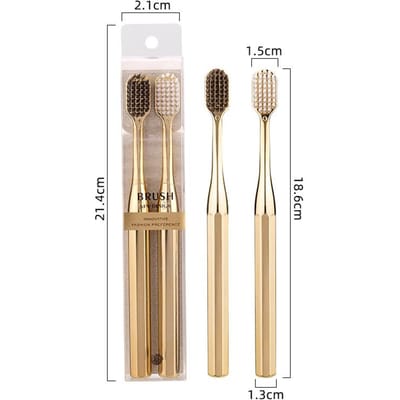 Set de 2 brosses à dents à poils souples pour adultes or