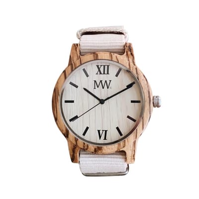 MW Wooden Watch canvas band beige
