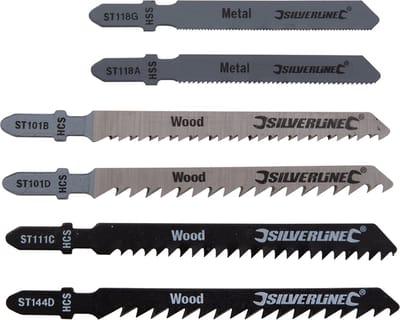 Silverline Set decoupeerzaagbladen - hout en metaal - T-schacht - 30-delig