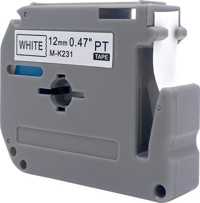 DULA Brother Compatible label tape- M-K231 - 1 cassette - Brother P-Touch - Zwart op wit - 12mm x 8m