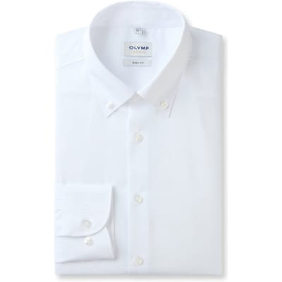OLYMP Level 5 body fit overhemd - wit met button-down kraag - Strijkvriendelijk - Boordmaat: 46 (EU maat: XXL)