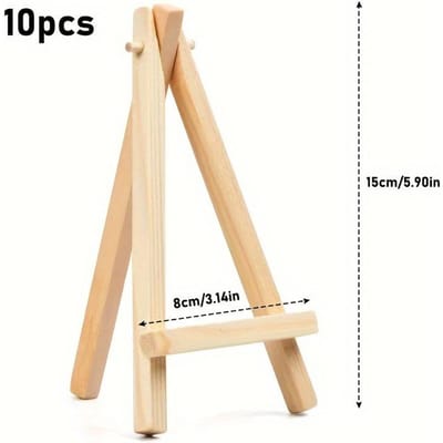 10 stuks Houten Display Ezel Verstelbare Mini Houten Kunstenaars Driehoekige Ezel voor het Tentoonstellen van Doekschilderijen Knutselwerk Tekeningen Pack of 10 beige