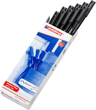 edding 1200 viltstift fijn - zwart - 10 stiften - ronde punt 1 mm - viltpunt voor tekenen en schrijven - voor school, kantoor en thuis