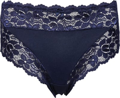 J&C dames tailleslip met kant - microfiber - Kanten vrouwen onderbroek - Elastisch - Blauw / XXL