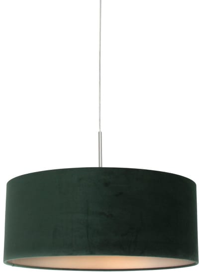 Staalkleurige hanglamp 50cm met groen velours kap, hoogteinstelbaar, Sparkled Light 8148ST, Steinhauer