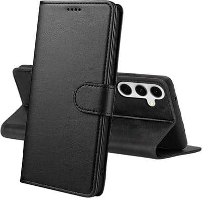 Hoesje Portemonnee geschikt voor Samsung Galaxy S25 FE Zwarte portemonnee met magnetische klep en kaartopslag