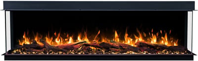 Driezijdige Sfeerhaard Elektrisch SOLIS 90 - premium vlam - voor inbouw - 90x30x46 cm - Elektrische LED-haard met verwarming 750/1500 W