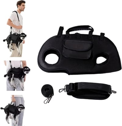 Famanu – Handsfree schoudertas voor honden, draagtas voor honden met tas, ademend, heftuig voor honden met schouderriem, verstelbaar, transportrugzak