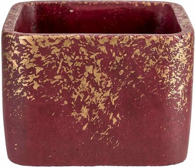 Gold Bloempot Mettalic Border Aubergine12,5x12,5xh9cm Vierkant Cement