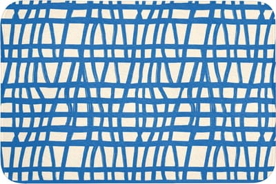 Badmat 90x60 cm - Antislip - Ruitpatroon - Blauw - Crème - Badmatten voor badkamer - Badkamermat - Douchemat - Badkamer mat